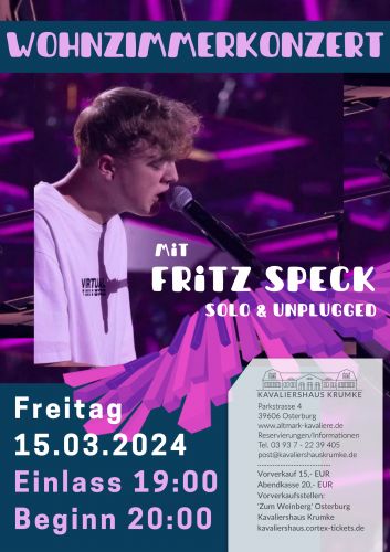 Tickets für WOHNZIMMERKONZER | mit Fritz Speck am 15.03.2024 - Karten kaufen